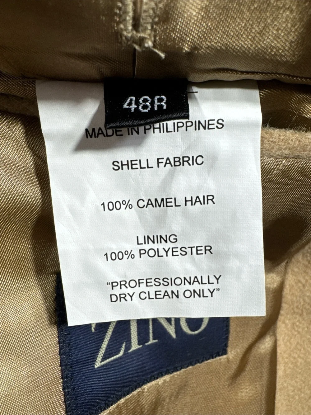 Zino Men's 100% Camel Hair Sports Coat Size 48 Regular Light Brown Blazer 48R